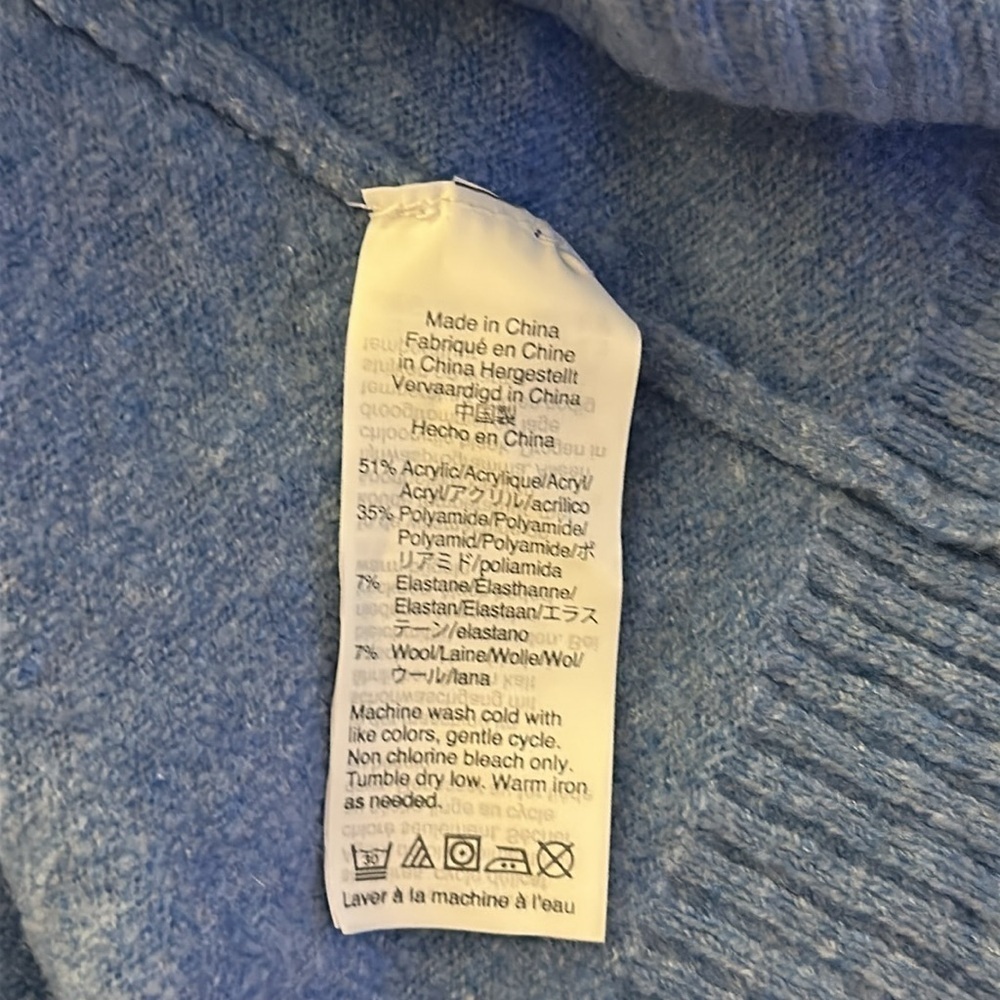 J. Crew Factory Womens Blue Knit Turtleneck Sz Medium Preppy Classic Academia - Picture 6 of 6